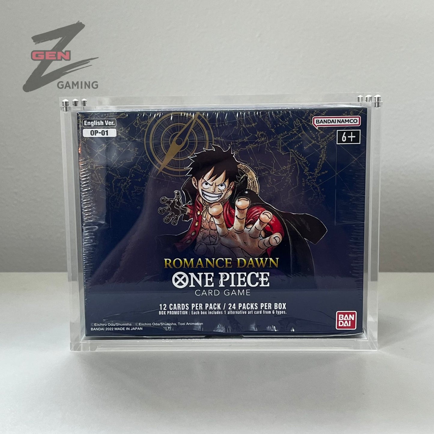 One Piece Booster Box WHITE BOTTOM OP01/03 Acrylic Display Case 99% UV Resistant Magnetic Lid