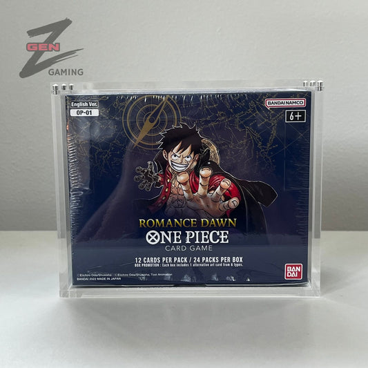 One Piece Booster Box WHITE BOTTOM OP01/03 Acrylic Display Case 99% UV Resistant Magnetic Lid
