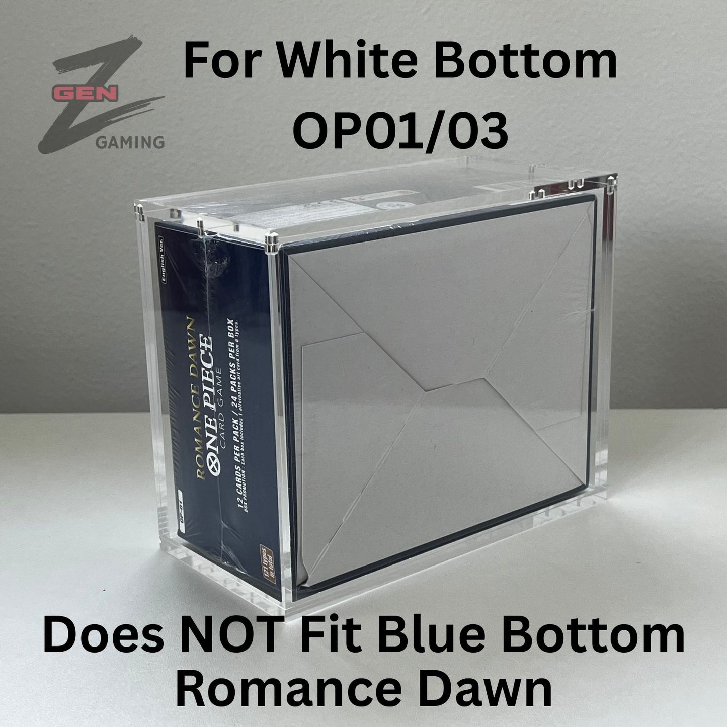 One Piece Booster Box WHITE BOTTOM OP01/03 Acrylic Display Case 99% UV Resistant Magnetic Lid