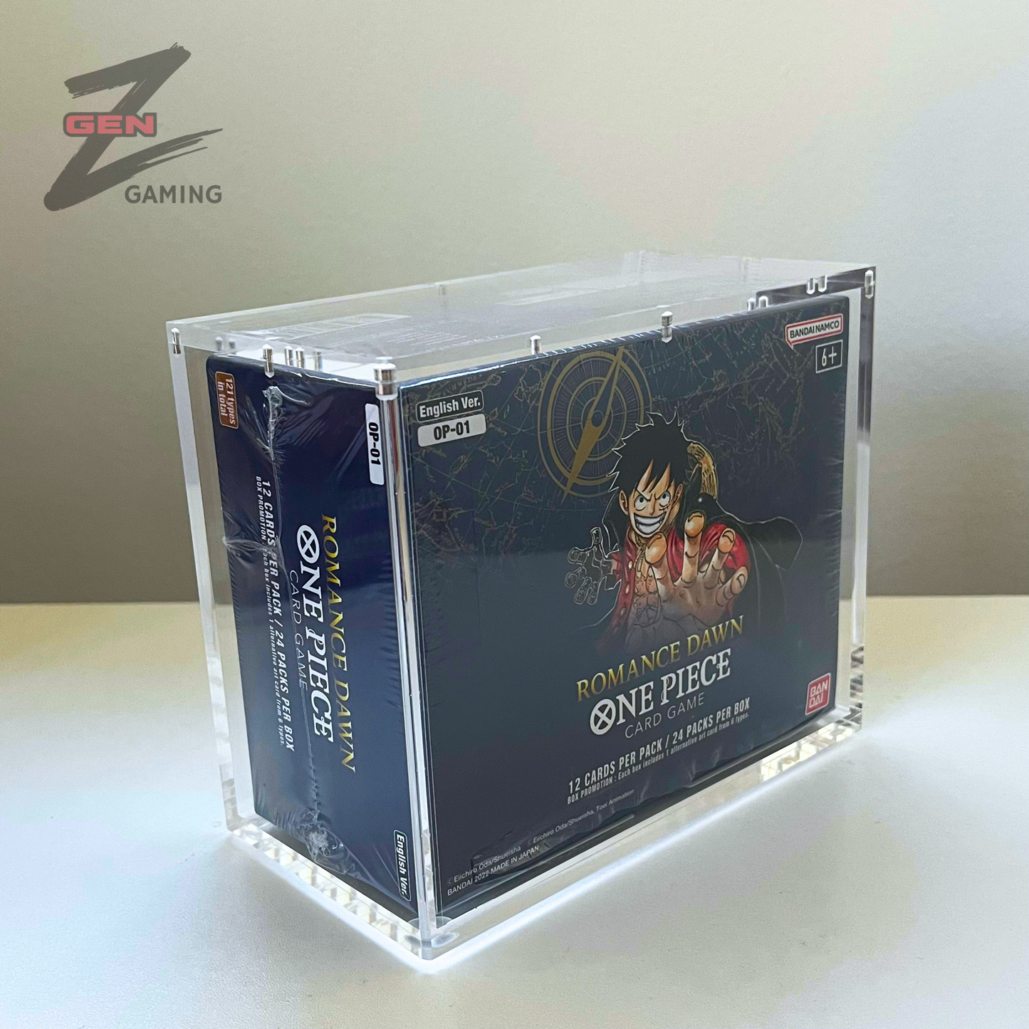 Acrylic Display Case for OP01 OP02 OP03 Romance Dawn Paramount War 99% UV Rejection Magnetic Lid
