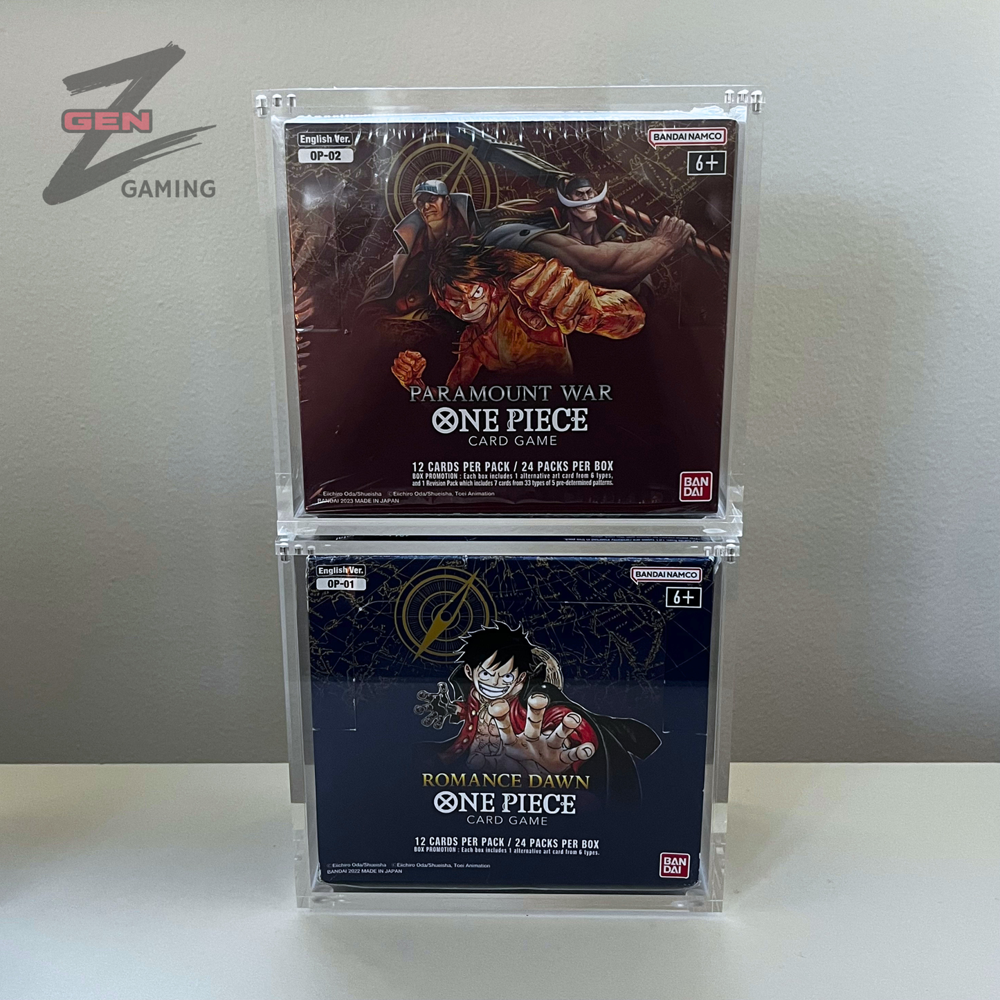 Acrylic Display Case for OP01 OP02 OP03 Romance Dawn Paramount War 99% UV Rejection Magnetic Lid