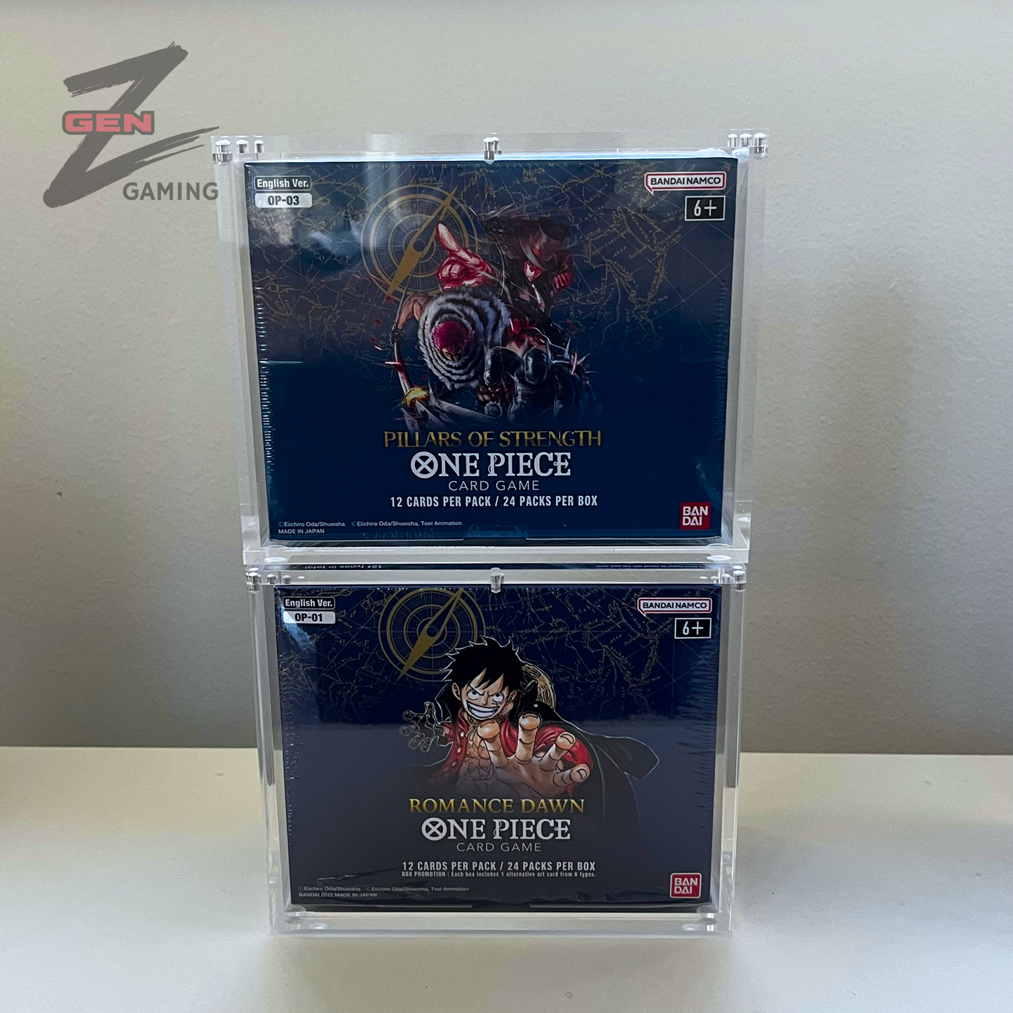Acrylic Display Case for OP01 OP02 OP03 Romance Dawn Paramount War 99% UV Rejection Magnetic Lid