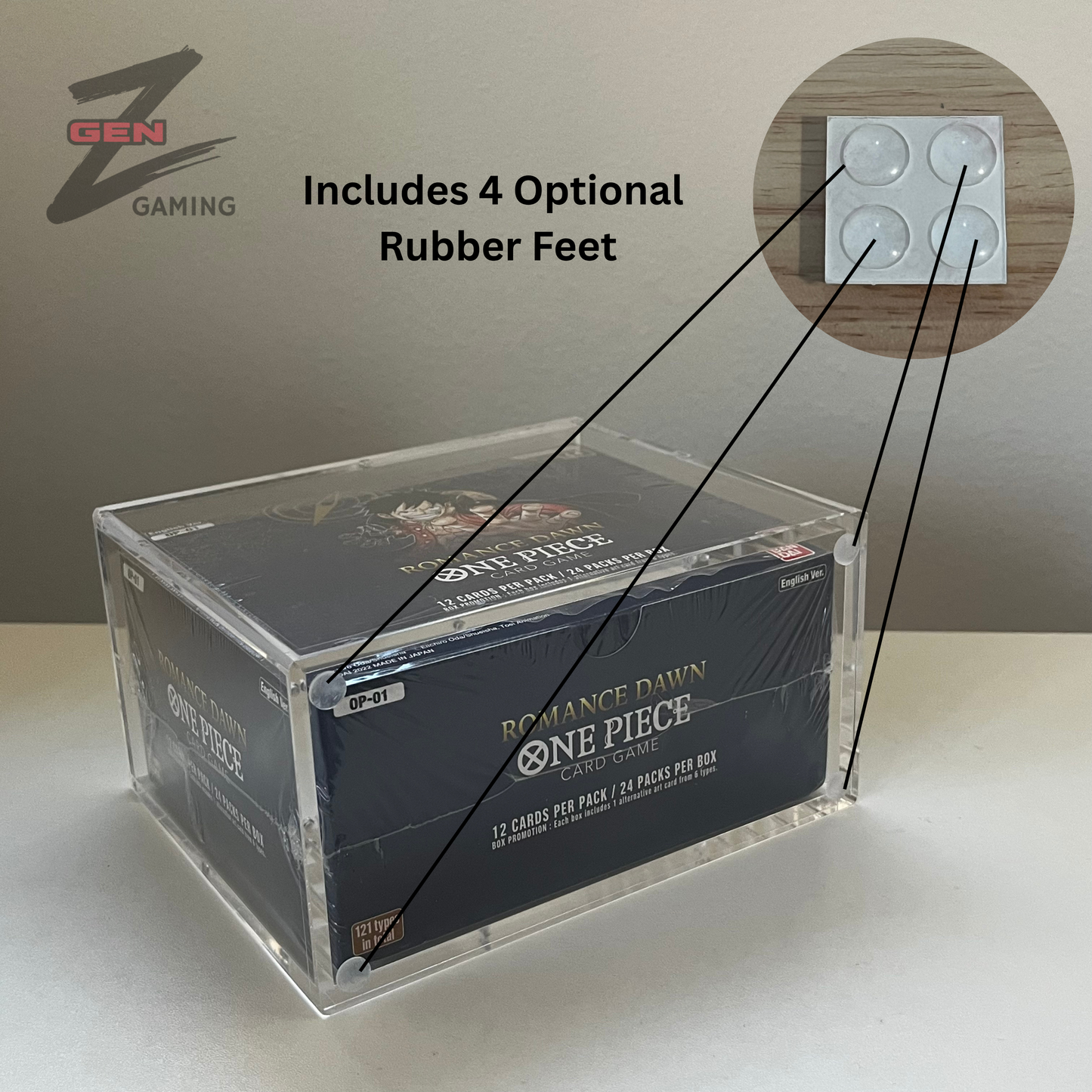 Acrylic Display Case for OP01 OP02 OP03 Romance Dawn Paramount War 99% UV Rejection Magnetic Lid
