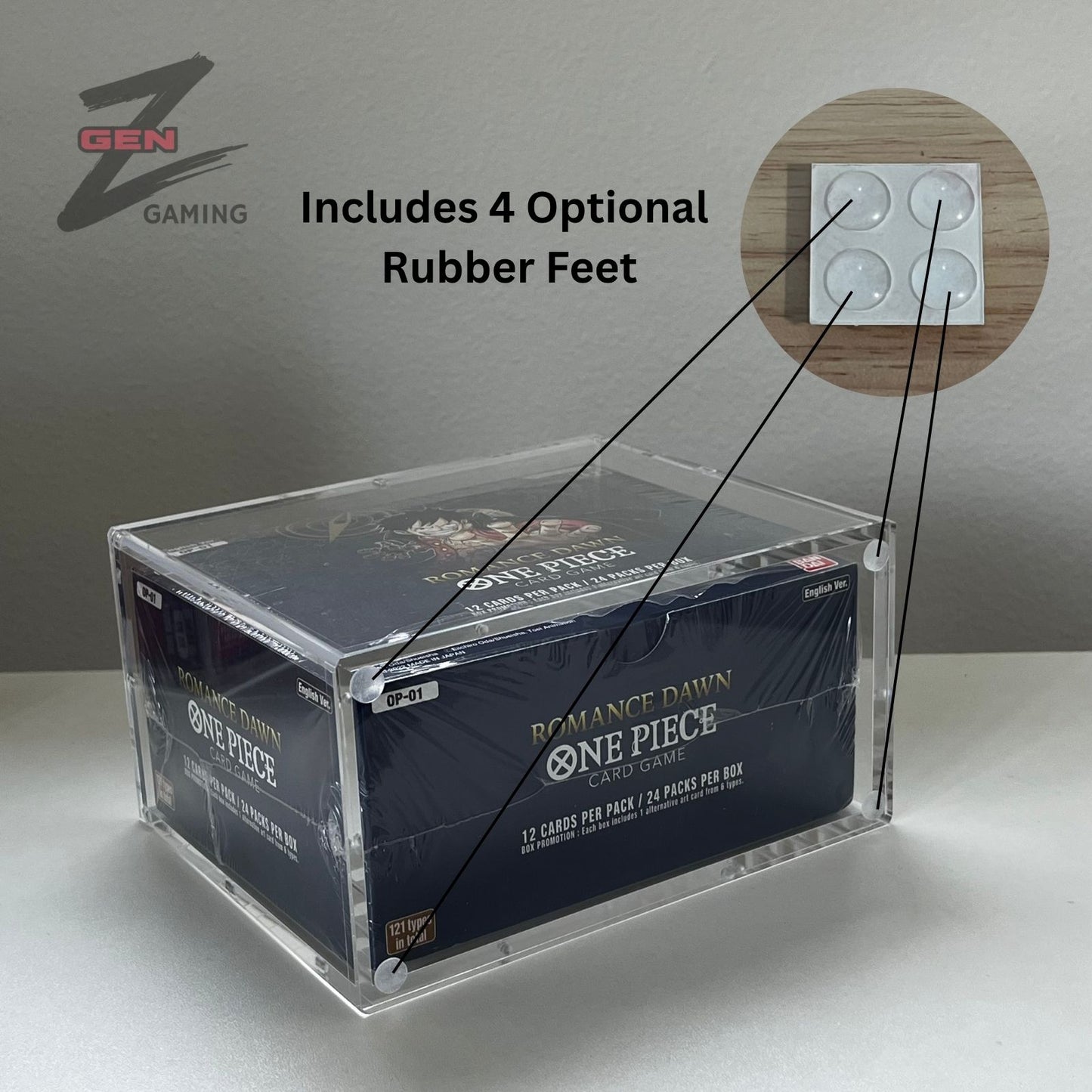 One Piece Booster Box WHITE BOTTOM OP01/03 Acrylic Display Case 99% UV Resistant Magnetic Lid