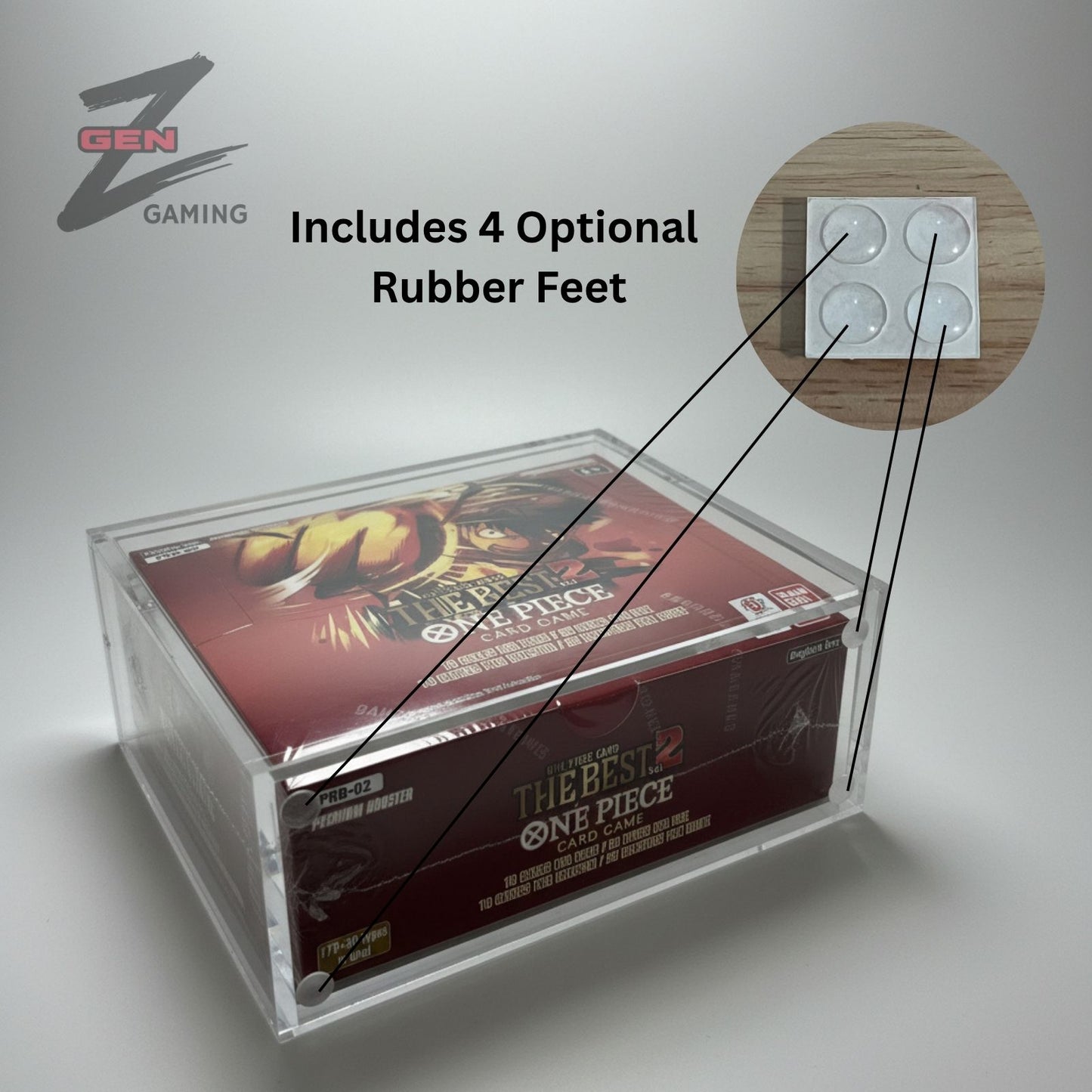Card game box titled 'The Best One Piece' in a clear plastic case on a gray background