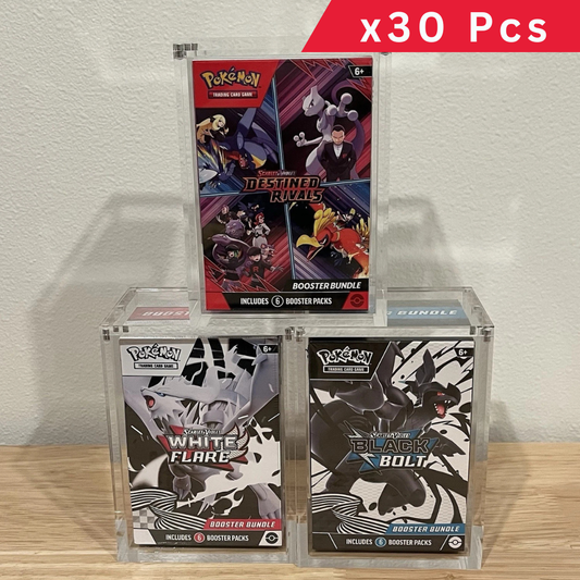 30 Count Acrylic Display Case for Pokemon Booster Bundle 99% UV Resistant Magnetic Lid