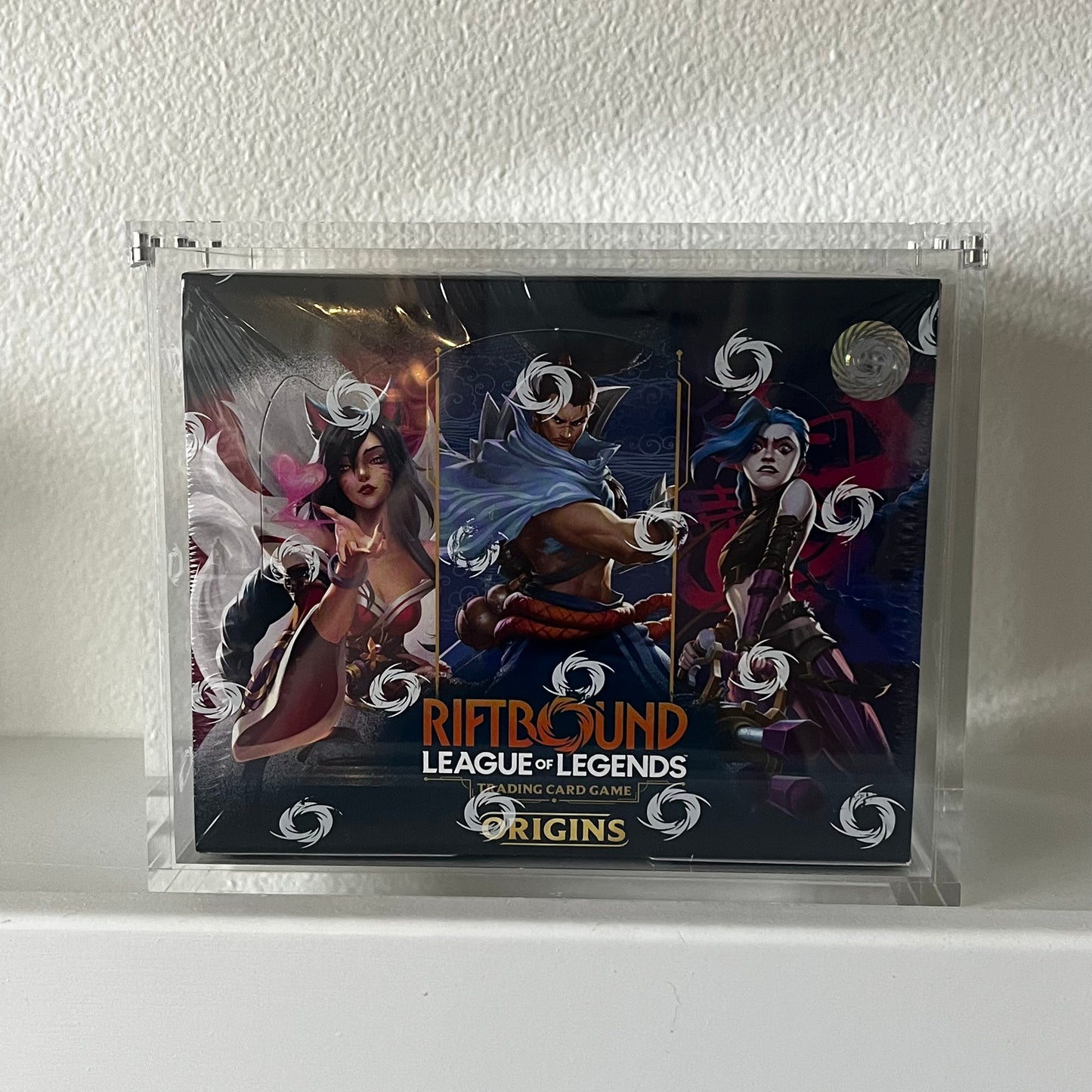 League of Legends Riftbound Origins trading card game packaging on a white surface