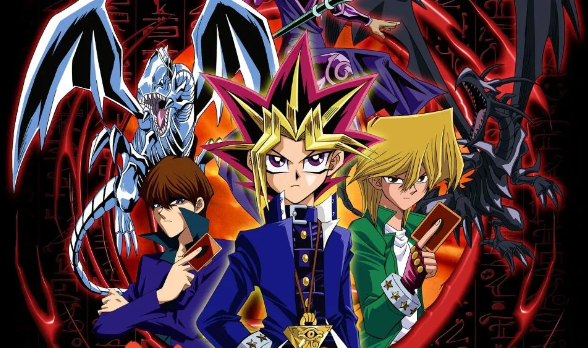 A banner featuring characters from the original Yugioh Duel Monsters anime.
